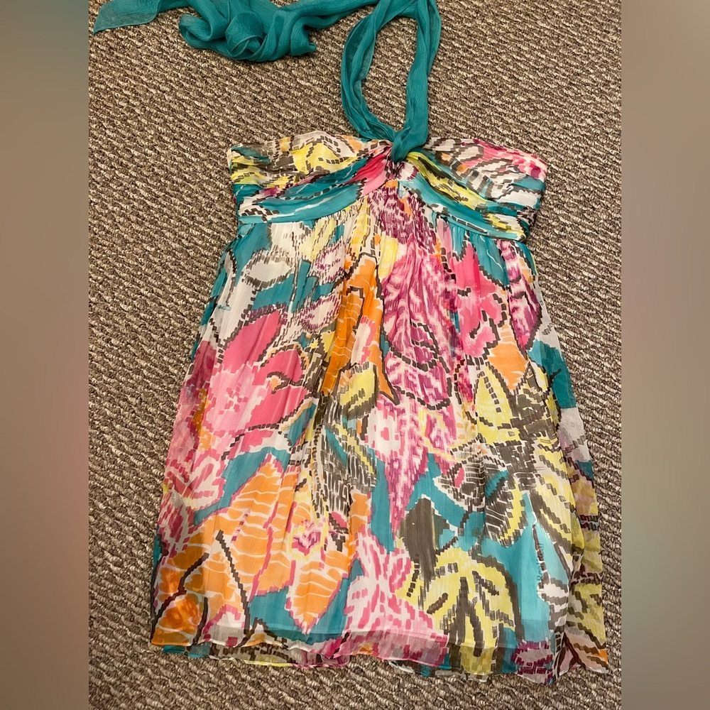 Milly Colorful Floral Halter Dress